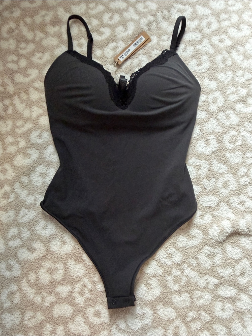 SKIMS Fits Everybody Lace Push Up Thong Bodysuit